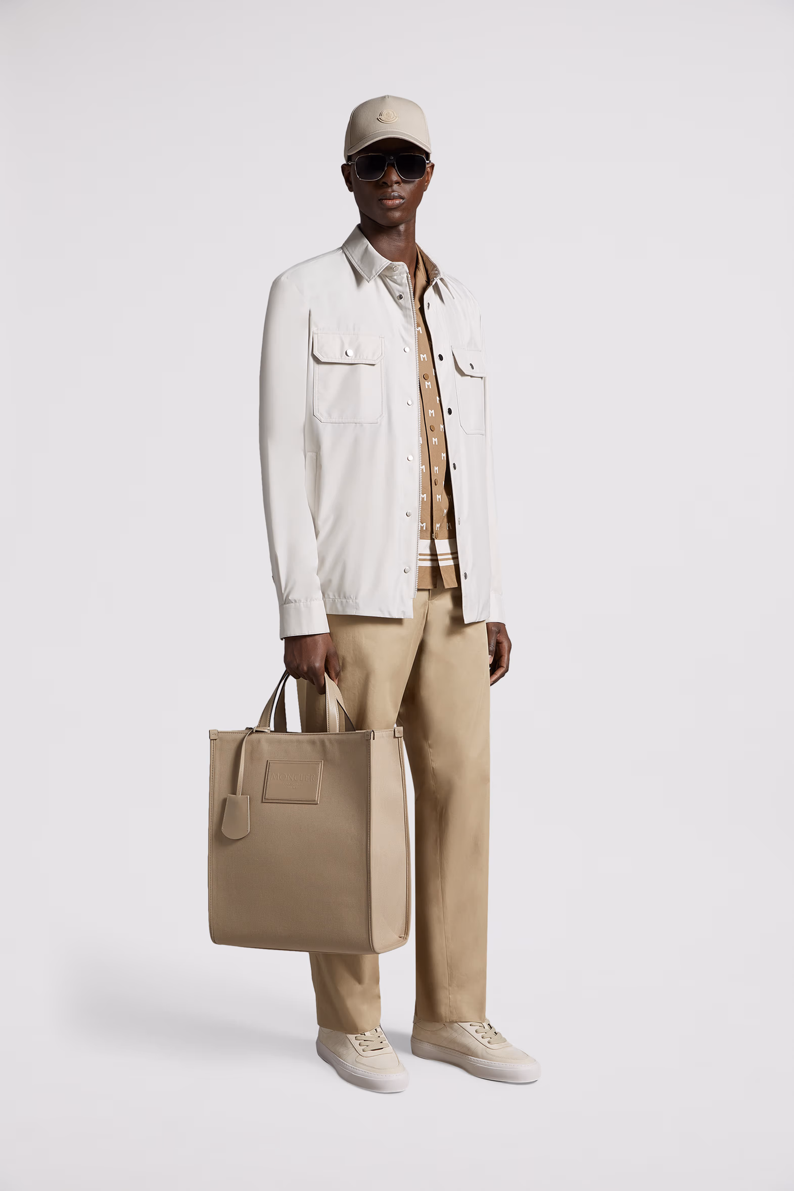Bolso tote de lona con ribetes de piel Alanah Hombre Beige Moncler 2